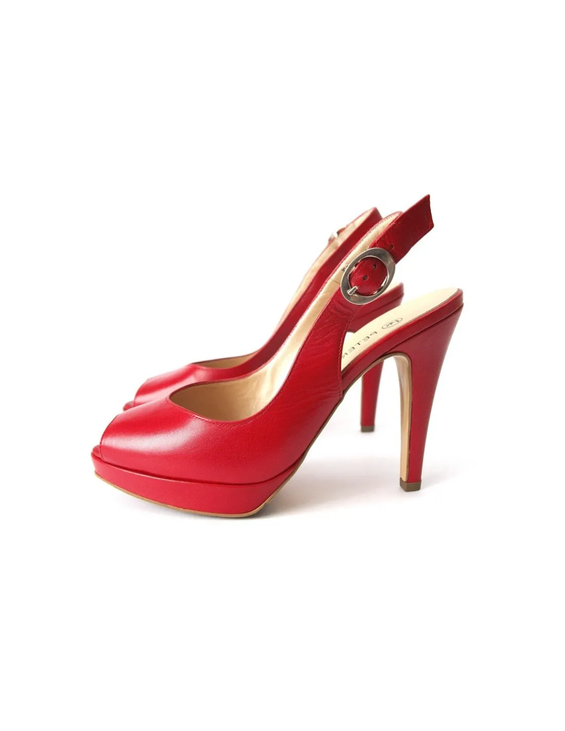 peter_kaiser__sandaly_cze_2.webp Damskie Peter Kaiser sandaly, czerwone skorzane open toe na wysokich obcasach i platformie