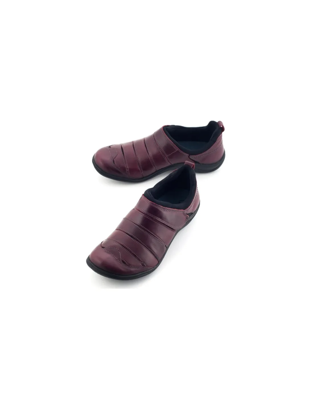 Damskie Romika _ Romotion polbuty casual, naturalna skora bordo i czarnym neoprenem, profilowane