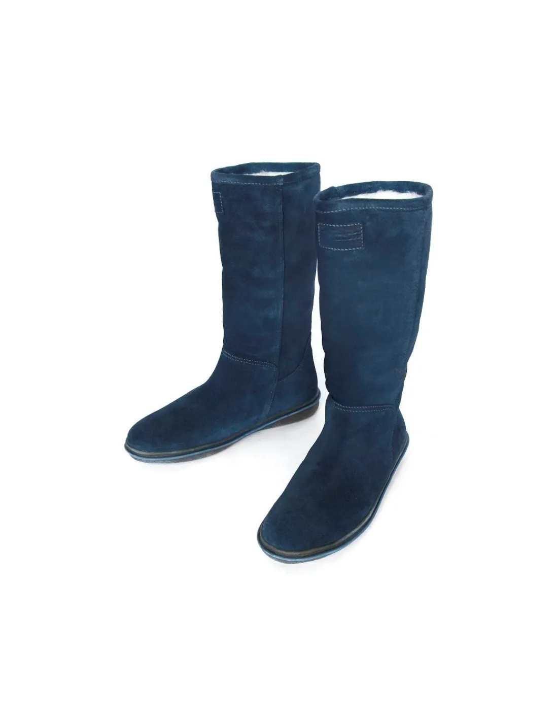 Damskie Romika botki, kozaki z granatowej skory z kozuchem -naturalne ocieplenie