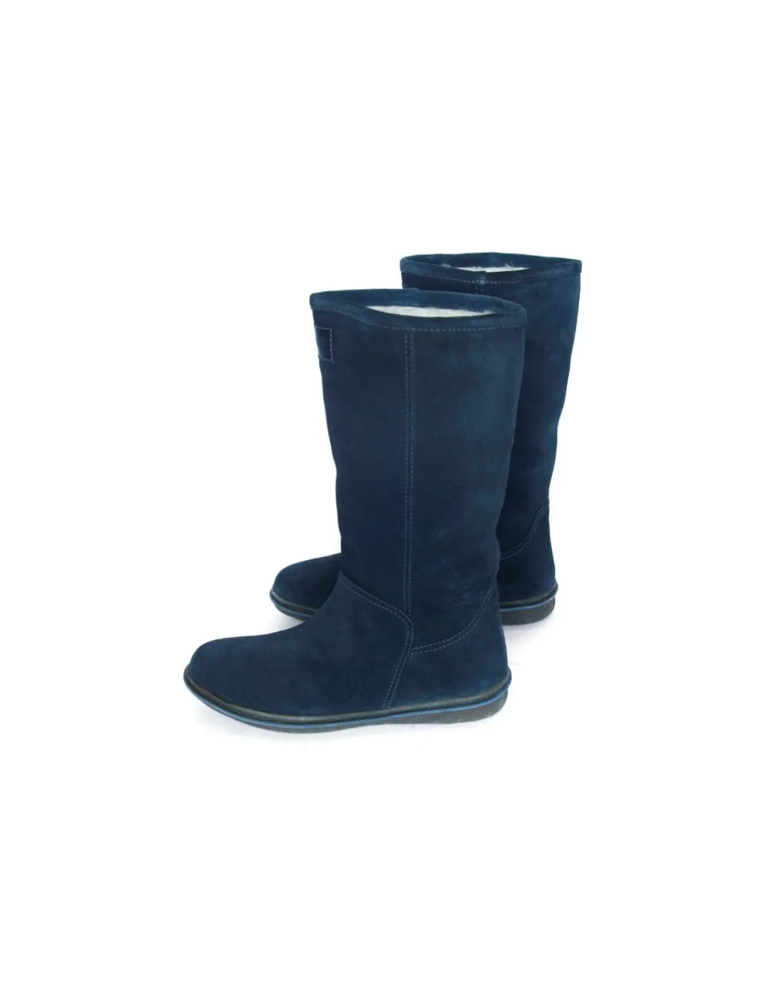 Damskie Romika botki, kozaki z granatowej skory z kozuchem -naturalne ocieplenie