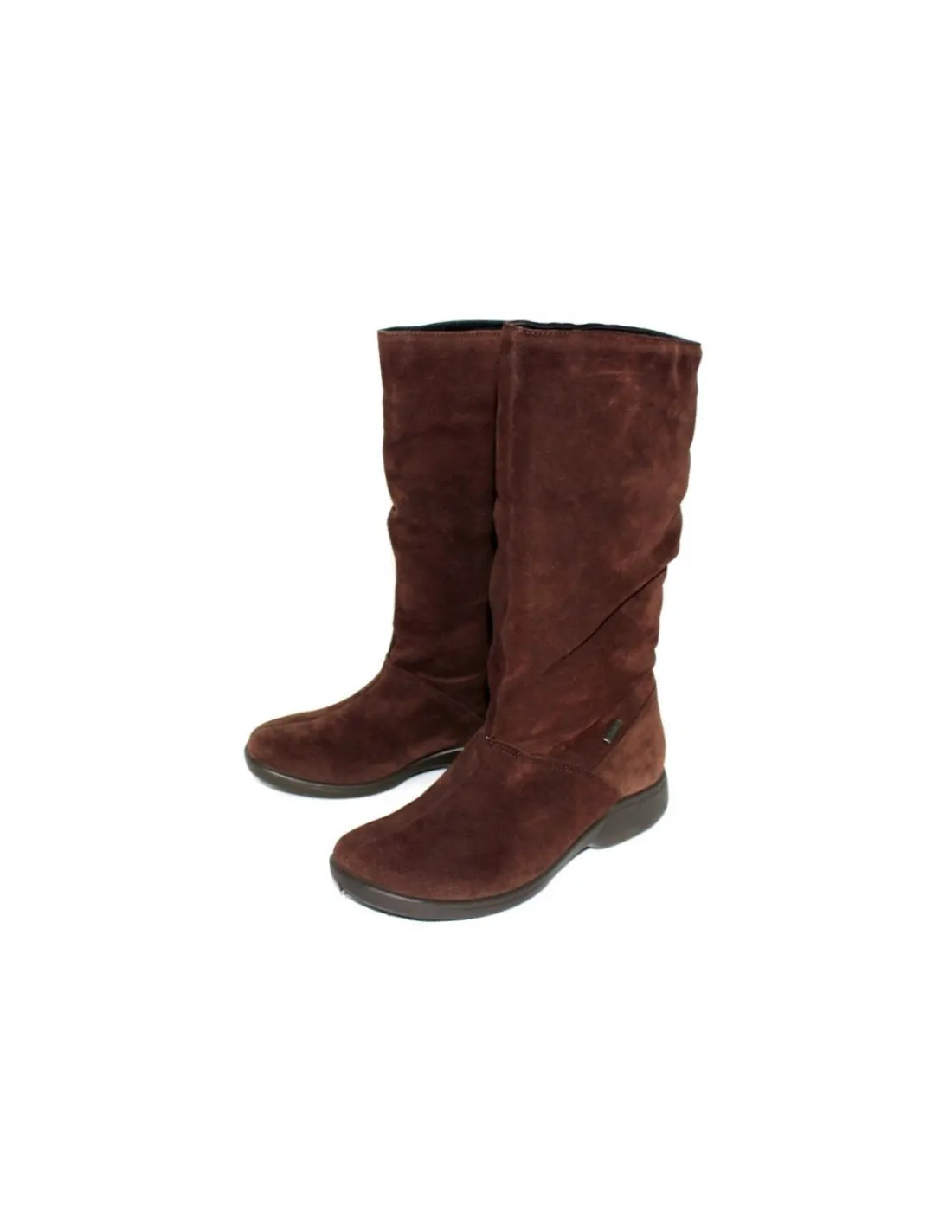 Damskie Romika kozaki wsuwane z naturalnej brazowej skory zamszowej i membrana Top-Dry-Tex