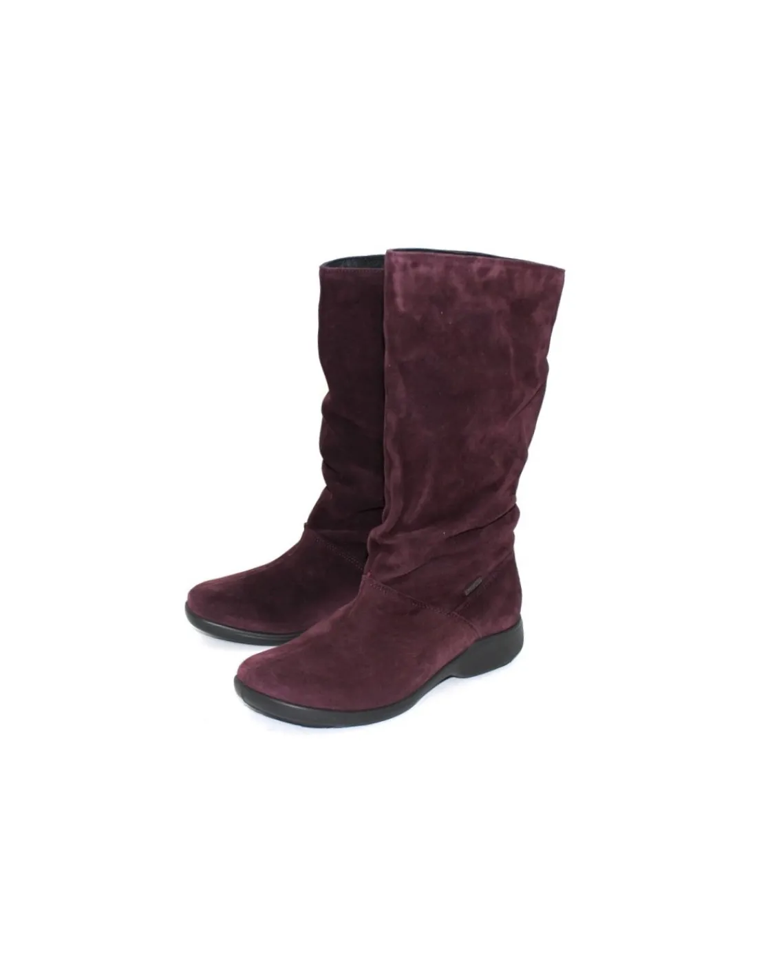 Damskie Romika kozaki wsuwane z zamszowej skory w kolorze czerwonego wina z membrana Top-Dry-Tex