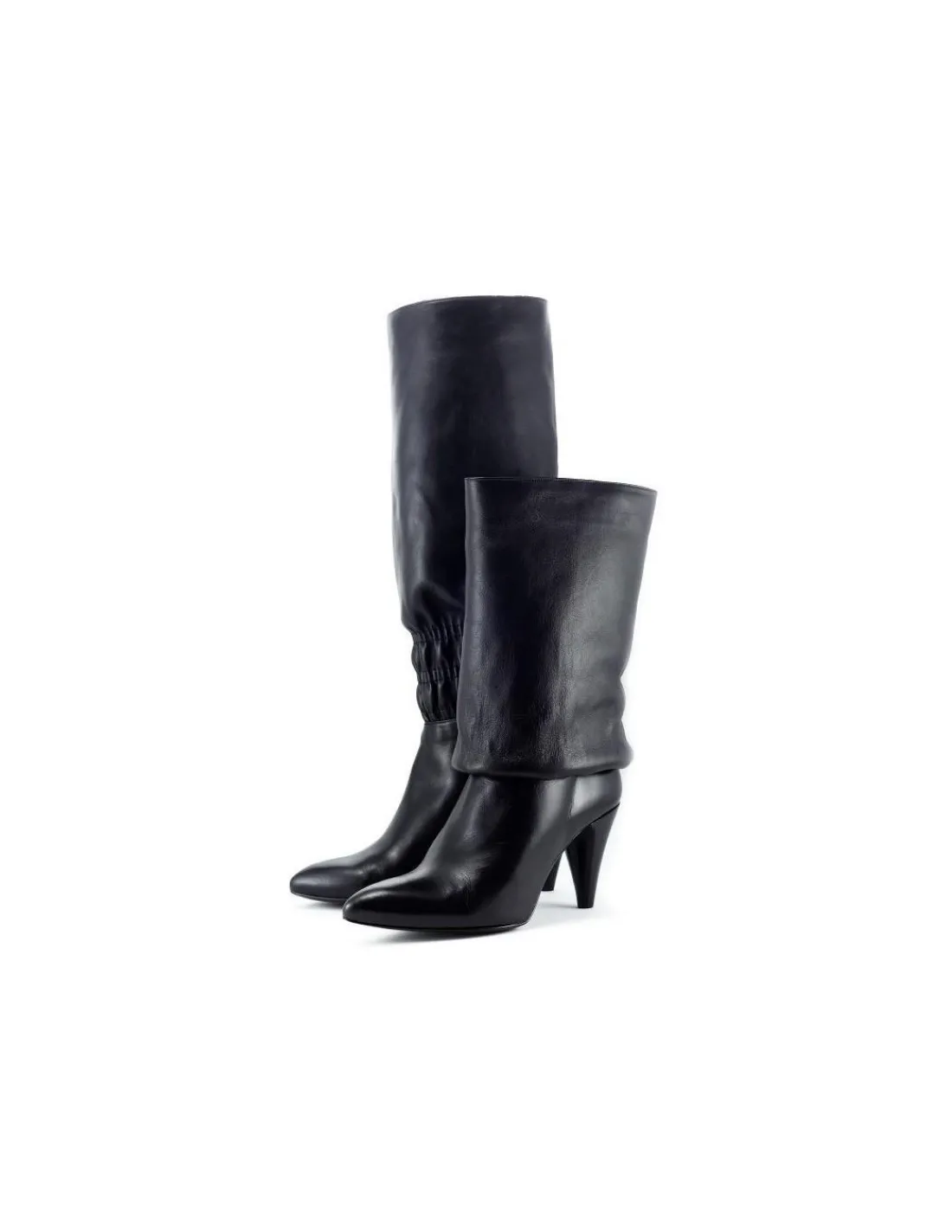 Damskie Sinela kozaki i botki w jednym z czarnej miekkiej skory nappa z szeroka cholewka