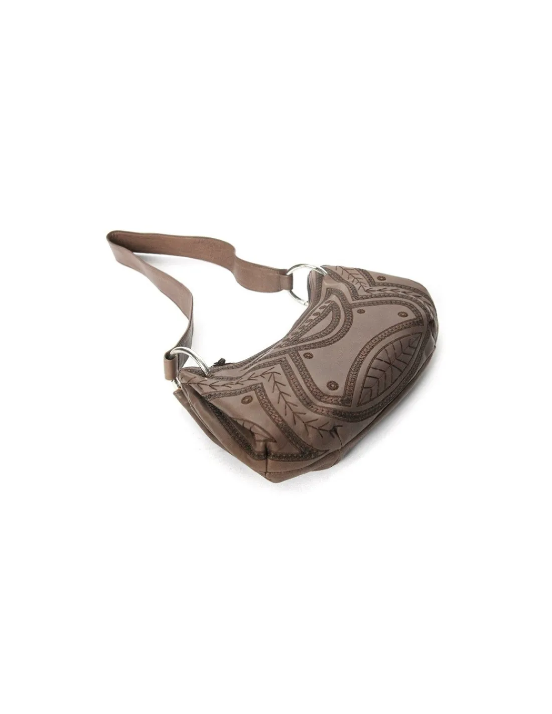 Uad Medani torebka skorzana z haftem z cekinami i dopinanym paskiem