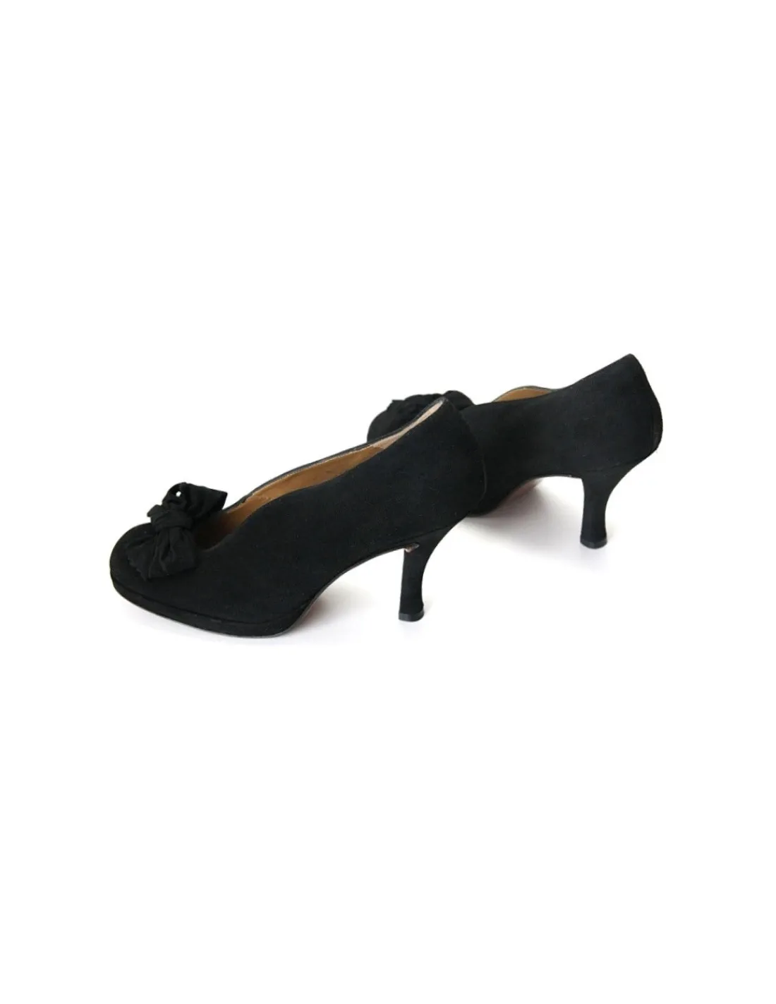 Damskie Uad Medani czolenka, czarne zamszowe z kokarda jak z epoki Ludwika, efektowne unikatowe hand made