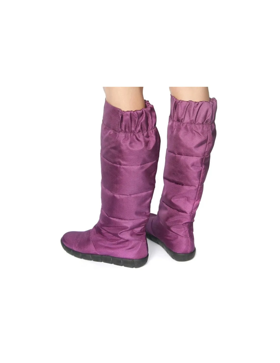 Damskie United Nude kozaki smart casual, tkanina i skora w kolorze baklazana, plaskie zelowki, pikowane cholewki