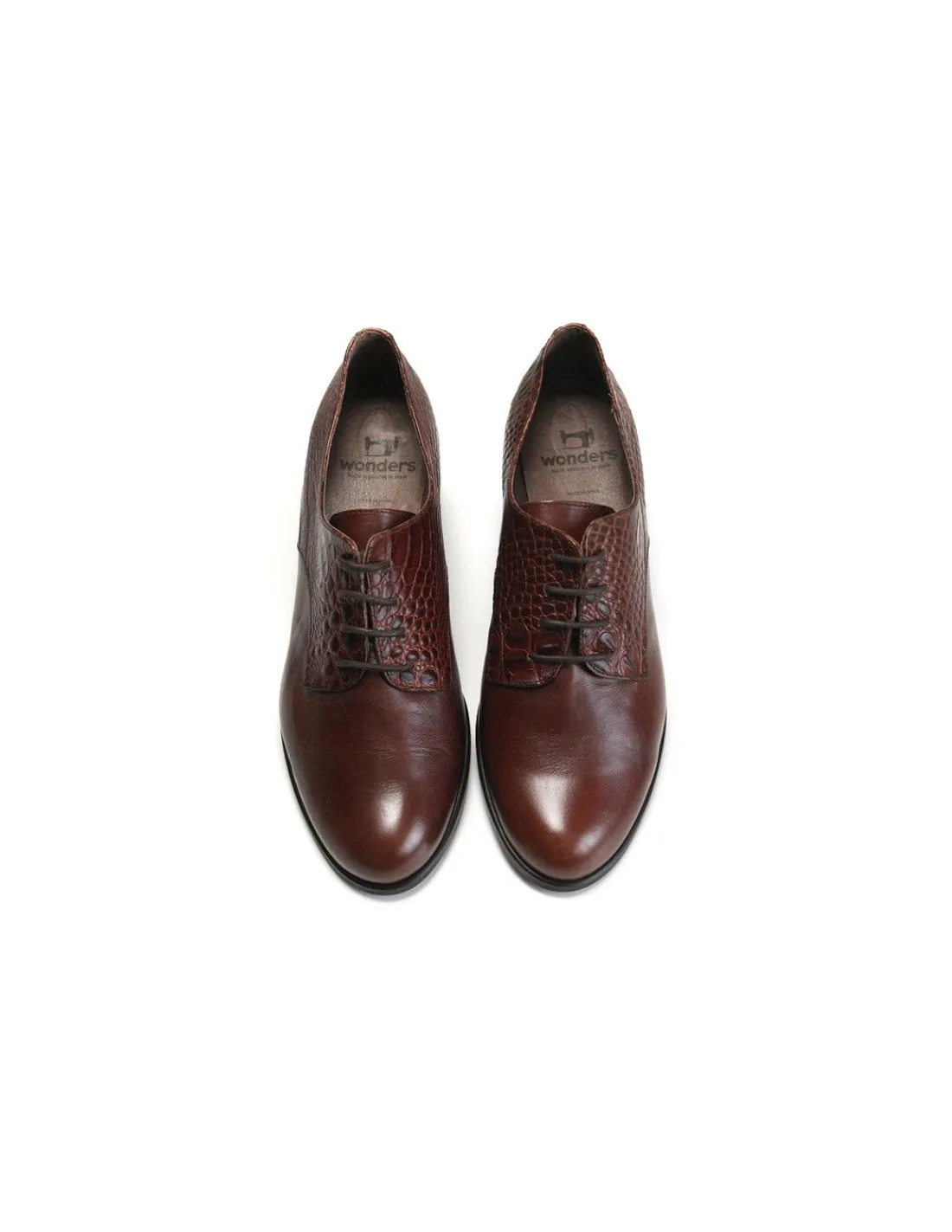 Damskie Wonders polbuty typu derby- klasyczne brazowe skorzane i sznurowane